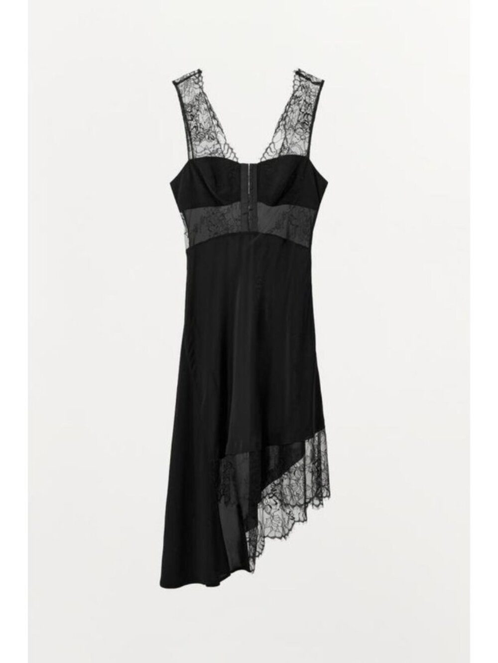 ZARA SATIN EFFECT ASYMMETRICAL LACE DRESS - Picture 4 of 6